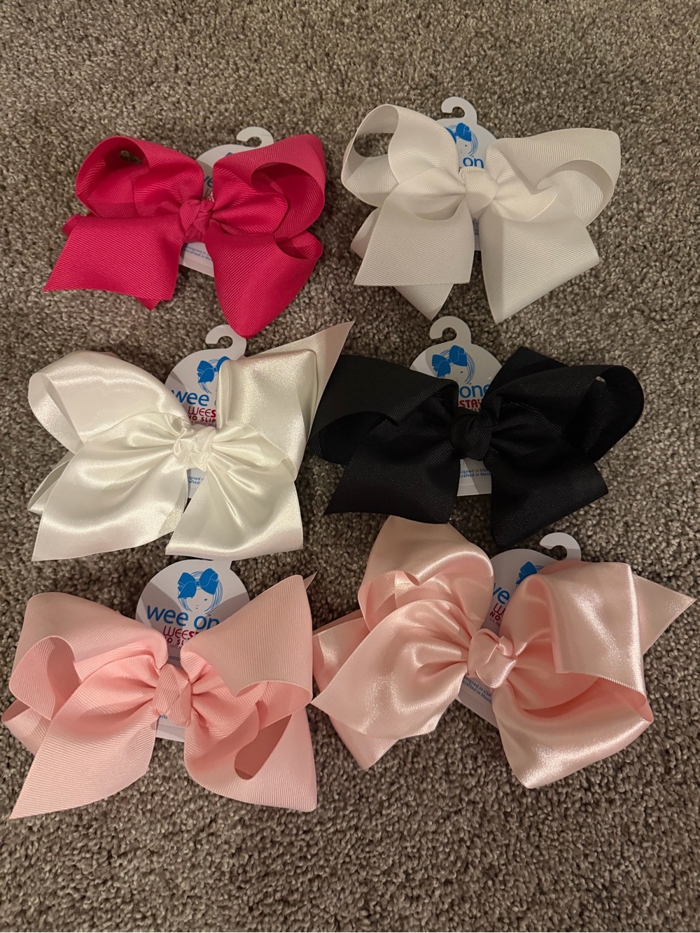 Wee Ones Hair Bows - Hot Pink, White, Cream, Black, Light Pink